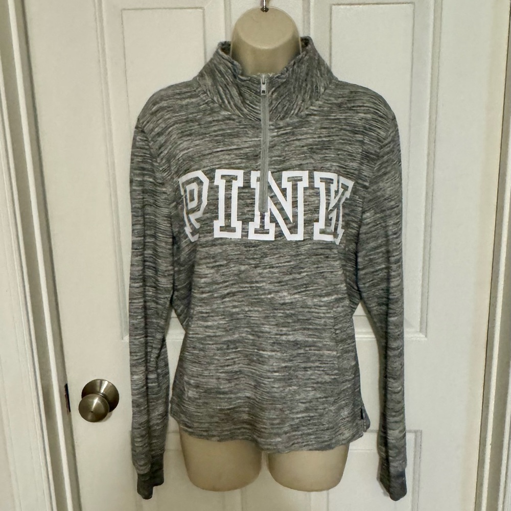 PINK Grey 3/4 zip pullover